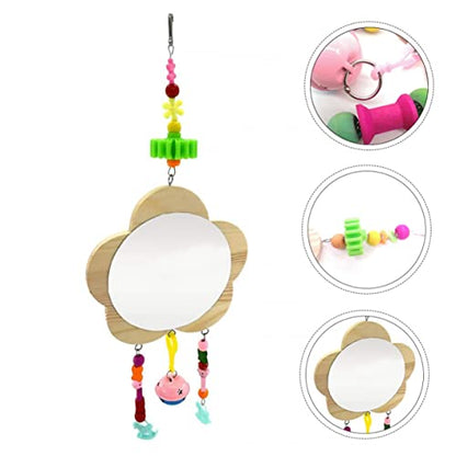 Totority Creative Hen Hanging Mirror Toy Wooden Rooster Mirror Pendants for Chickens Promotes Intellectual Development and Fun Playtime Design for Healthy Growth