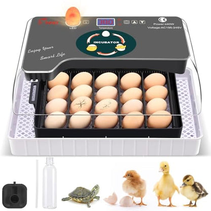 12 Egg Incubator - Automatic Egg Turner, Temperature Control, Built-in Candler, Auto Water Refill for Hatching Chicken, Duck, Quail & Bird Eggs - size: 12 --EGGS