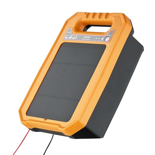 VEVOR Solar Fence Charger, 0.3J 8 kV Solar Powered Fence Charger, Weather-Resistant Electric Fence Energizer Kit, 7 Days Runtime, for Livestock, Poultry, Garden Protection - style: 0.3J