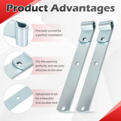 2 Packs 12'' Zinc Strap Hinge for Gates, Heavy Duty Gate Strap Hinge Zinc Plated with L-Screw (M16 × 101mm) for Barns Tool Sheds and Other Swing Doors, Galvanized (2) - style: L-shape-2pcs