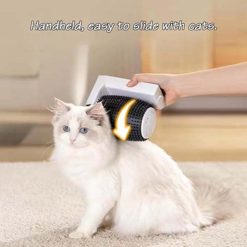 Cat Corner Brush - Grooming Tool, Wall Mount Comb | Automatic Rotating Massager Brush, Catnip-Infused Groomer for Indoor Use, for Long Cats