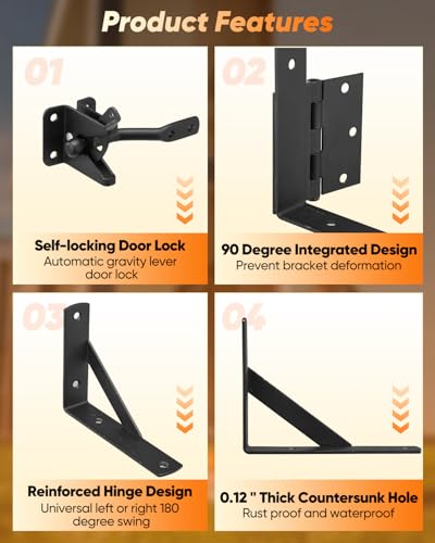 Saker Heavy Duty Gate Brace Kit, Anti-Sag Gate Hardware, Corner Brace for Wooden Fences, Driveways, Doors, Windows (1, Black)