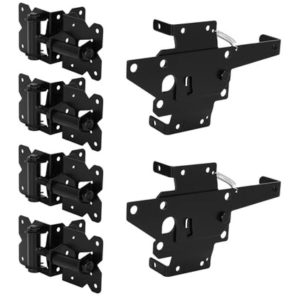 Stainless Steel Self Closing Gate Hinge and Latch, Heavy Duty Self Locking Gate Hardware 4-Pack Kit and 2-Automatic Latch for Wood/Vinyl Fence Gate - size: 2 Pack