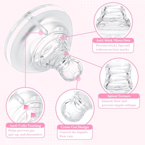 LittleForBig Silicone Soft Touch Adult Bottle Nipples Replacement Teat Compatible with LittleForBig Bottles - Assorted 3-Pack
