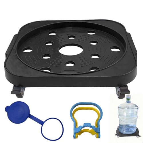 2-Pack 11" 5-Gallon Water Bottle Jug Caddy with 4 Rolling Swivel Casters - Heavy-Duty 5-Gallon Bucket Dolly & Plant Stand,(2, Black) - color: Black