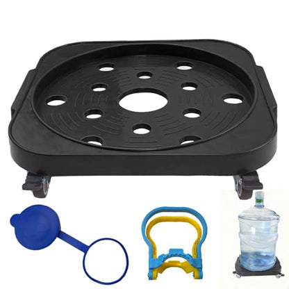 2-Pack 11" 5-Gallon Water Bottle Jug Caddy with 4 Rolling Swivel Casters - Heavy-Duty 5-Gallon Bucket Dolly & Plant Stand,(2, Black) - color: Black