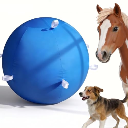 25" Dog Horse Ball&Cover with Straps, Herding Ball for Dogs Blue Heelers, Harding Dog Large Mega Pets Soccer Ball for Australian | Zipperless auto-seal safe from chewing. Dog herding ball with straps. 700+ reviews. Durable outdoor toy for large breeds. -