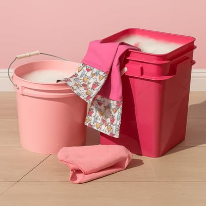 House Naturals 4 Gallon Square Food Grade Bucket Pail with Plastic Handles and Lid (Pack of 3) Made in USA containers (Magenta - Black lids) - color: Magenta - Black Lids