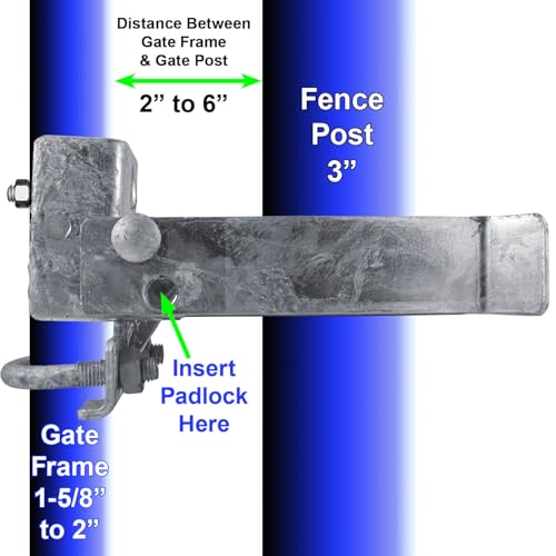 Commercial Single GATE Strong Arm Latch for 3" Fence Post - and 1-5/8" Thru 2" Chain Link or Round Pipe Gate Frames (Each) - size: 3" Single Gate