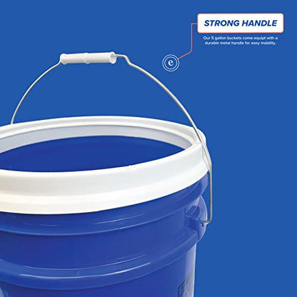 ePackageSupply 5 Gallon Bucket - Food Grade Bucket with Airtight Gamma Seal Screw-On Lid, BPA-Free, Heavy-Duty 90 Mil HDPE Plastic, Bulk Storage, Durable Container, Made in USA, Blue/White, 3 Packs - color: Blue/White, size: 3 Packs