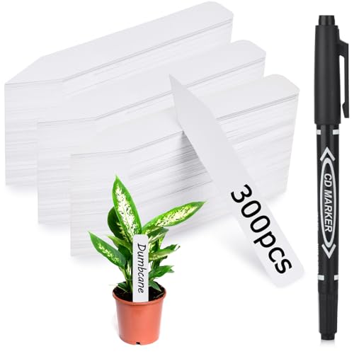 Darfukei Plant Labels 300pcs 4 Inch with Garden Plant Markers Pen of Outdoor Waterproof,Plant Tags and Permanent Marking Pen, Garden Labels Gardening Gifts for Women Men - style: 300 pcs