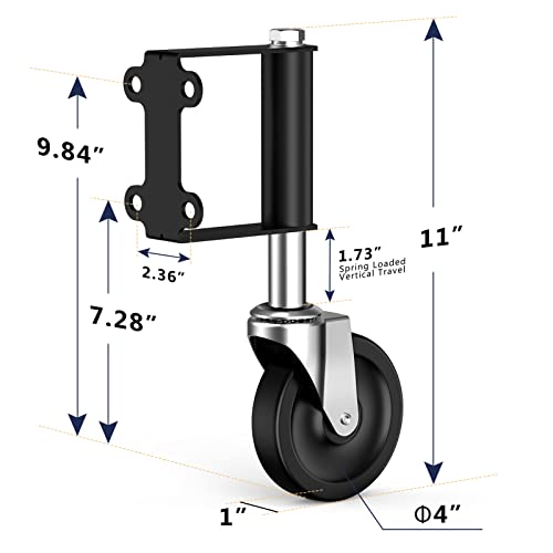 Ronlap Gate Wheels for Wooden Gate, Gate Caster Wheel Spring Loaded for Metal Tube Swing Gate Fence Gate Wheel for Gates Heavy Duty Outdoor Farm Gate Rollers, 220 Lbs, Upgraded 4 Inches, 2 Pack, Black - style: Upgraded 4 Inches Without Brake