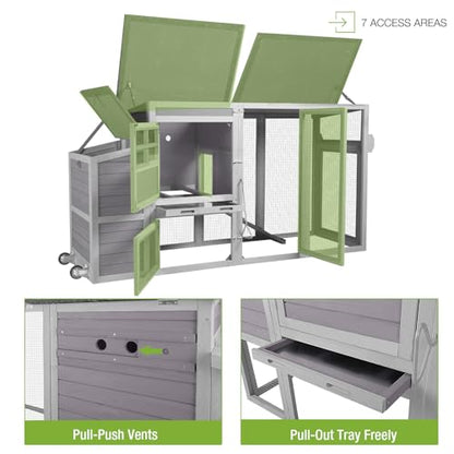 Gutinneen Chicken Coop Large Chicken House with Run Wooden Poultry Cage with Nesting Box,Large Opening Roof