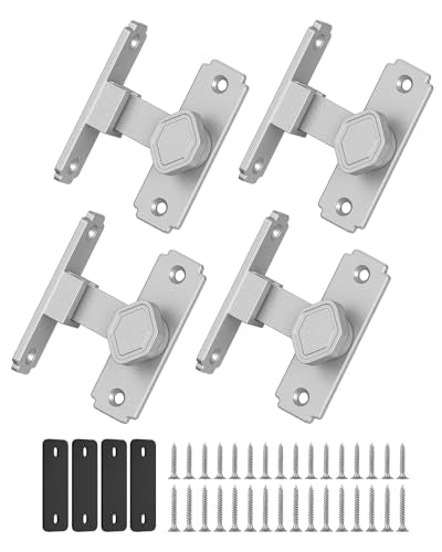 90 Degree Barn Door Lock, Small Sliding Barn Door Latches, Rust-Proof Sliding Gate Latch Lock for Garden, Bathroom, Cabinet, Pet Cage, Window, Shed (Silver-4PCS) - color: Silver-4PCS