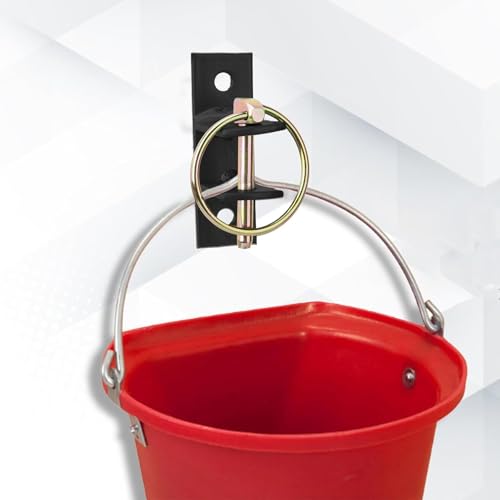4 Pcs Water Bucket Hook with Pin Heavy Duty Wall Mounted Equestrian Bucket Hooks Hangers Horse Feed Bracket for Horse Stall Stable Barn,Black