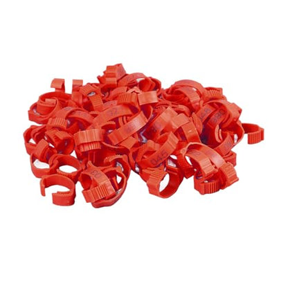 SUNGOOYUE 100 Pcs Chicken Leg Rings Plastic Numbered Poultry Identification Bands Clip On Round Ankle for Chickens Ducks Hens Breeders Farm Flock Tracking (100Pcs Red Rings with Number Markers) - color: 100pcs Red Rings With Number Markers