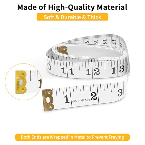 6 Packs Soft Tape Measure Body Measuring Tape Weight Loss, Wider Dual Scale 60 Inch Measuring Tape for Body Measurements Fabric Sewing Cloth Waist Tailor Craft, White - color: White