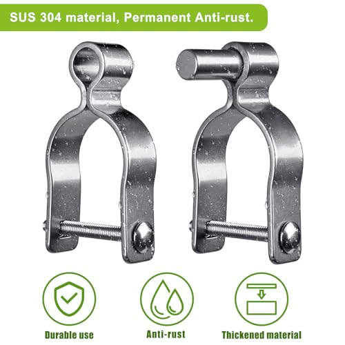 Insaga 2 Pack 2-3/8" Heavy Duty Chain Link Fence Gate Hinges, 304 Stainless Steel T-Post & Pipe Gate Hinge Kit with Frame and Post Brackets, Bolts & Nuts Included for Farm, Cattle, and Chain Link Gate - color: Light Weight, size: 2-3/8''-2Pack