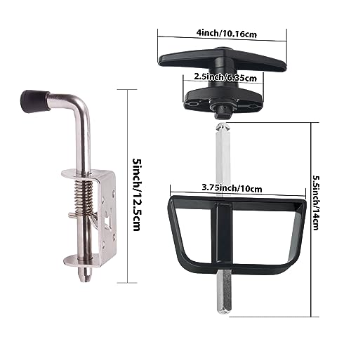 Shed Door Latch Kit with 5-1/2" Stem T-Handle Lock, 5 Keys and 2 Packs Spring Loaded Latch Hardware - Ideal for Sheds, Playhouses, Chicken Coops, RVs, Garages - size: 5.5 inch-Door Bolt-T