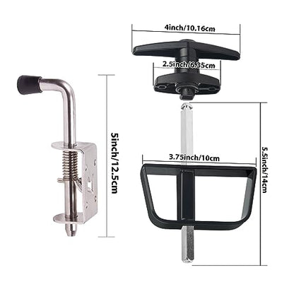 Shed Door Latch Kit with 5-1/2" Stem T-Handle Lock, 5 Keys and 2 Packs Spring Loaded Latch Hardware - Ideal for Sheds, Playhouses, Chicken Coops, RVs, Garages - size: 5.5 inch-Door Bolt-T