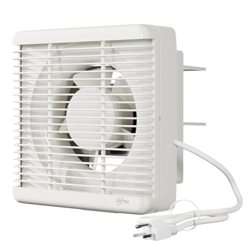 8 Inch Wall Mounted Shutter Exhaust Fan with Automatic Shutter, 177 CFM Quiet Powerful Plug in Wall Exhaust Fan, Window Extractor Ventilation Fan for Bathroom, Attic, Garage, Shed, 25W, White - size: 8 Inch