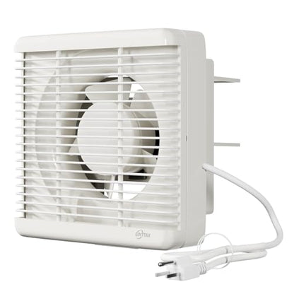 8 Inch Wall Mounted Shutter Exhaust Fan with Automatic Shutter, 177 CFM Quiet Powerful Plug in Wall Exhaust Fan, Window Extractor Ventilation Fan for Bathroom, Attic, Garage, Shed, 25W, White - size: 8 Inch