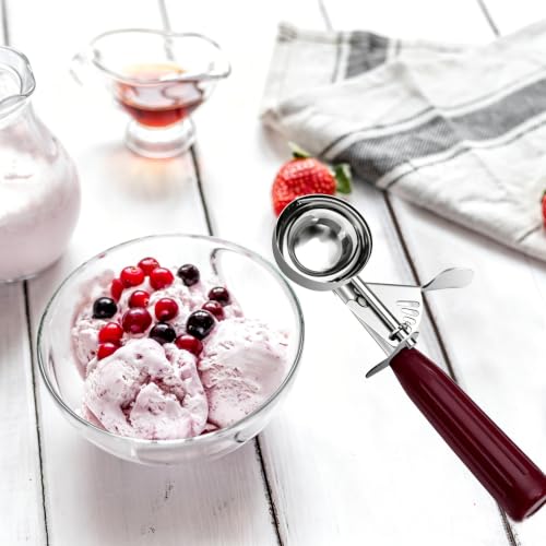 TOPKITCHEN Commercial-Grade Ice Cream Scoop 1.33 oz, 18/8 Stainless Steel Cookie Scoop with Plastic Handle, Portion Control Disher Scoop for Bakeries, Restaurants & Dessert Shops, #24, Red - size: 1.33 oz - Red