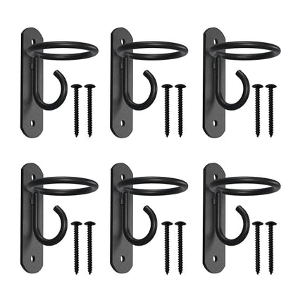 NACETURE Bucket Hooks for Horse Stalls – Anti-Tip Design Feed & Water Bucket Holders, Heavy Duty Stable Barn Fence Accessories – Black Metal Hangers for Horses