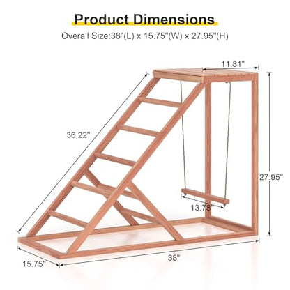 Chicken Roosting Bars with Bird Swing, Ramp, Bars Toys for Pet's Health & Happy, Chicken Perch Easy to Clean, Exercise The Bird's Claws Suitable for Backyard Farms 38.11 X 15.75 X 27.95 (A) - size: Small