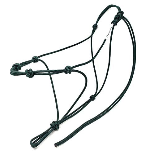 4 Knot Horse Rope Training Halter - 3/16" (5mm) Very Thin! Stiff Polyester Rope - color: Hunter Green, size: Draft