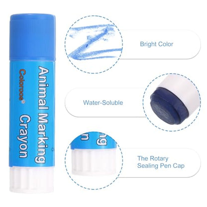 PATIKIL 1.1" x 4.41" Livestock Marker, Highly Visible, 6 Pcs Paint for Marking Animal Skin, Hide, Pelt, Wet and Dry for Cattle Heat, Blue