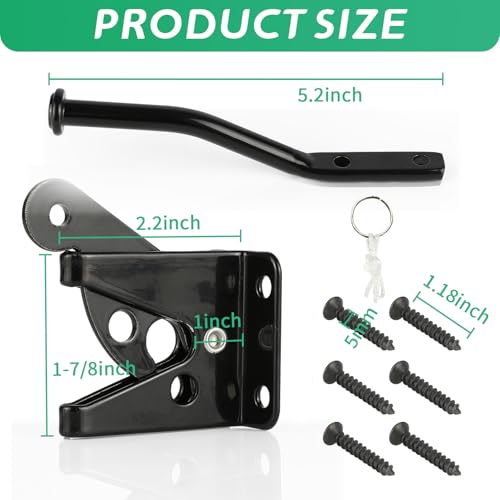 Upgrade Self-Locking Gate Latch for Wooden Fence Heavy Duty, Automatic Gravity Lever Gate Latches with Longer Fasteners & Pull String for Garden,