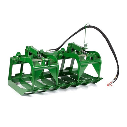 Titan Attachments 60" Standard Series Root Grapple Bucket Fits John Deere Hook and Pin, Dual Cylinder Hydraulic Design for Medium-Duty Jobs Like Clearing Brush, Branches, and Roots