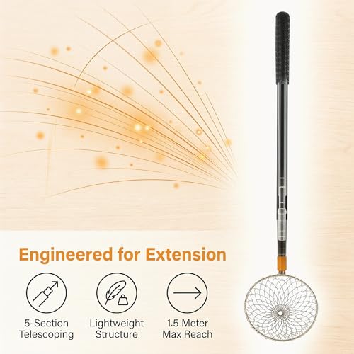 Kisangel 2pcs Chicken Egg Collecting Basket, Portable Metal Wire Holder with Telescopic Handle, Lightweight Egg Grabber for Gathering from Nest Boxes, 59 Inch Max Length