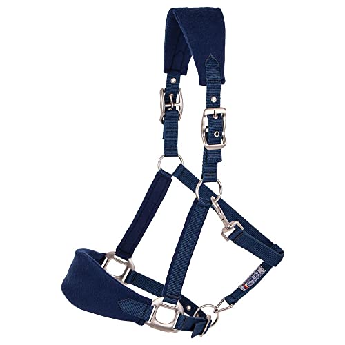 Schneiders Dura-Tech Fleece Lined Web Halter for Horses | Ultimate Horse Comfort | Prevents Rubs | Adjustable Fit | Great for Trailering & Shows | Color Navy | Size Full Size - color: Navy, size: Full Size