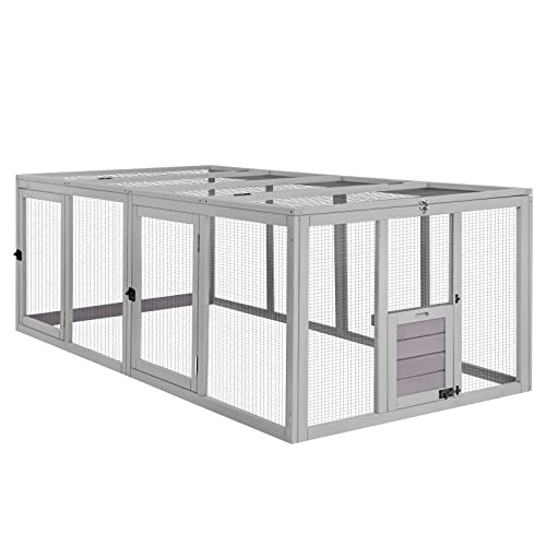 Aivituvin Chicken Coop Run Extension Rabbit Enclosure Outdoor Duck Playpen 20.73 ft² - color: Light grey, size: 79"L x 37.8"W x 20.73"H