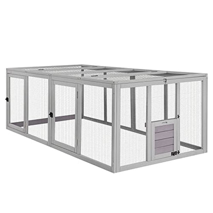 Aivituvin Chicken Coop Run Extension Rabbit Enclosure Outdoor Duck Playpen 20.73 ft² - color: Light grey, size: 79"L x 37.8"W x 20.73"H