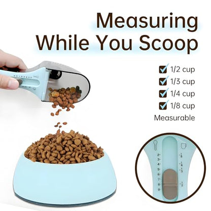1/2 Cup Cat Dog Food Scoop, Adjustable Pet Food Measuring Cup with Scale, Pet Food Feeding Scoop for Dog, Cat and Rabbit or Bird, Puppy Measuring Cup, Easy Clean and Also Use for Rice, Flour, Soybean
