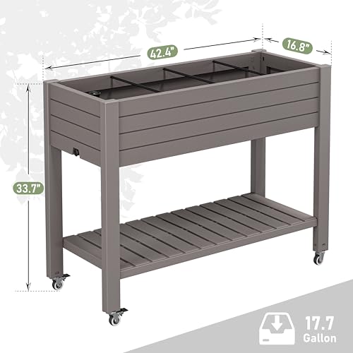 Elevated Raised Garden Bed with Wheels,Medium Gray-33.7" h - color: Medium Gray, size: 33.7"h