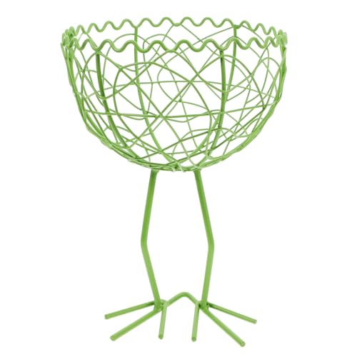 DECHOUS Wire Egg Basket with Handle, Handmade Iron Storage Basket in Light Green, Reusable Kitchen Countertop Fruit and Vegetable Holder for Egg Collection and Food Organization