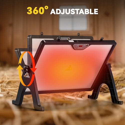 Chicken Coop Heater, 200W Chick Warmer, Brooder Heating Plate | with Remote Control, Double Side Heating, 360° Adjustable, Timing Function, Temperature Adjustable, LED Screen
