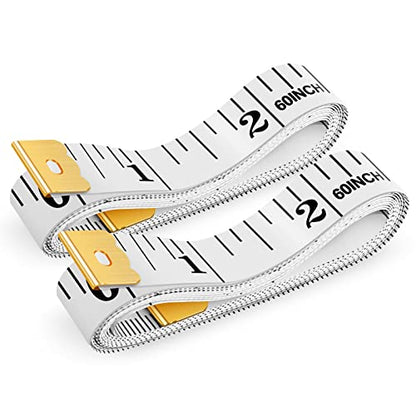 Tape Measure, iBayam Soft Ruler Measuring Tape for Body Weight Loss Fabric Sewing Tailor Cloth Vinyl Measurement Craft Supplies, 60-Inch Double Scale Ruler, 2-Pack White - color: White