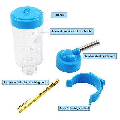 3 Pack Hamster Water Feeder Bottle, 125 ml No-Drip Small Animals Water Dispenser, Pet Hanging Water Bottle for Guinea Pigs, Bunny, Chinchillas, Rabbit