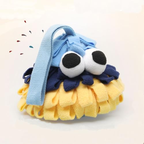 Pinecone Pet Snuffle Toy with BB Squeaker & Crinkle Paper | Interactive Hide and Seek Food Puzzle Toy | Hangable Design for Small Dogs & Small Pets | Mental Enrichment & Playtime Use (Blue) - color: blue