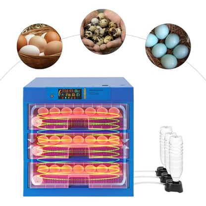 192 Eggs Incubator, Fully Automatic Egg Hatcher with LED Display & Automatic Egg Turning, Digital Poultry Hatcher for Chicken, Duck, Goose, Quail, Peacock Eggs (192) - size: 192