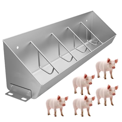 Stainless Steel Livestock Feed Trough with Divider Panel - Durable Hay Feeder & Waterer for Pasture, Farm & Ranch Use, Ideal for Cattle, Goats, and Horses - size: 3.3ft/1m 5 bit