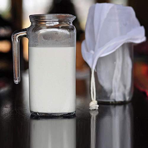 LERORO® 2-Pcs Reusable Nut Milk Bag, Almond Milk, Cold Brew Coffee Tea Filter,Food Strainer,Mesh Nylon Cheesecloth,Reusable Drawstring Straining Brew in a Bag(Large,10 X 12 Inches)
