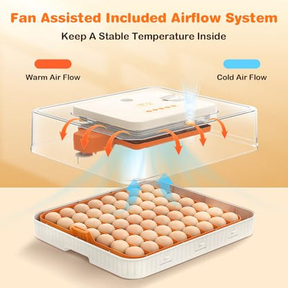 56 Egg Incubator, Incubator for Hatching Eggs with External Auto Water Refill, Auto Turner, LED Candler, Temperature Control, Incubator for Hatch Chick Duck Quail Poultry Home School Lab - style: 56 Eggs
