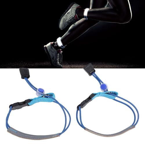 ZJchao Reflective Cycling Leg Bands Adjustable Ankle Straps with Stable Buckles for Riding Night Safety PU Leather Blue
