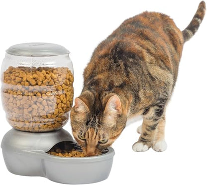 Petmate Replendish Feeder with Automatic Cat and Dog Feeder, 5 LB, Pearl Silver Grey, Made in USA - color: Pearl Silver Grey, size: 5 LB